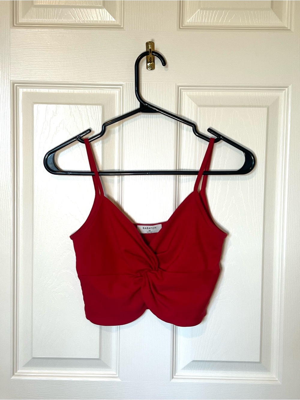 Babaton Red Twist-Knot Cropped Cami